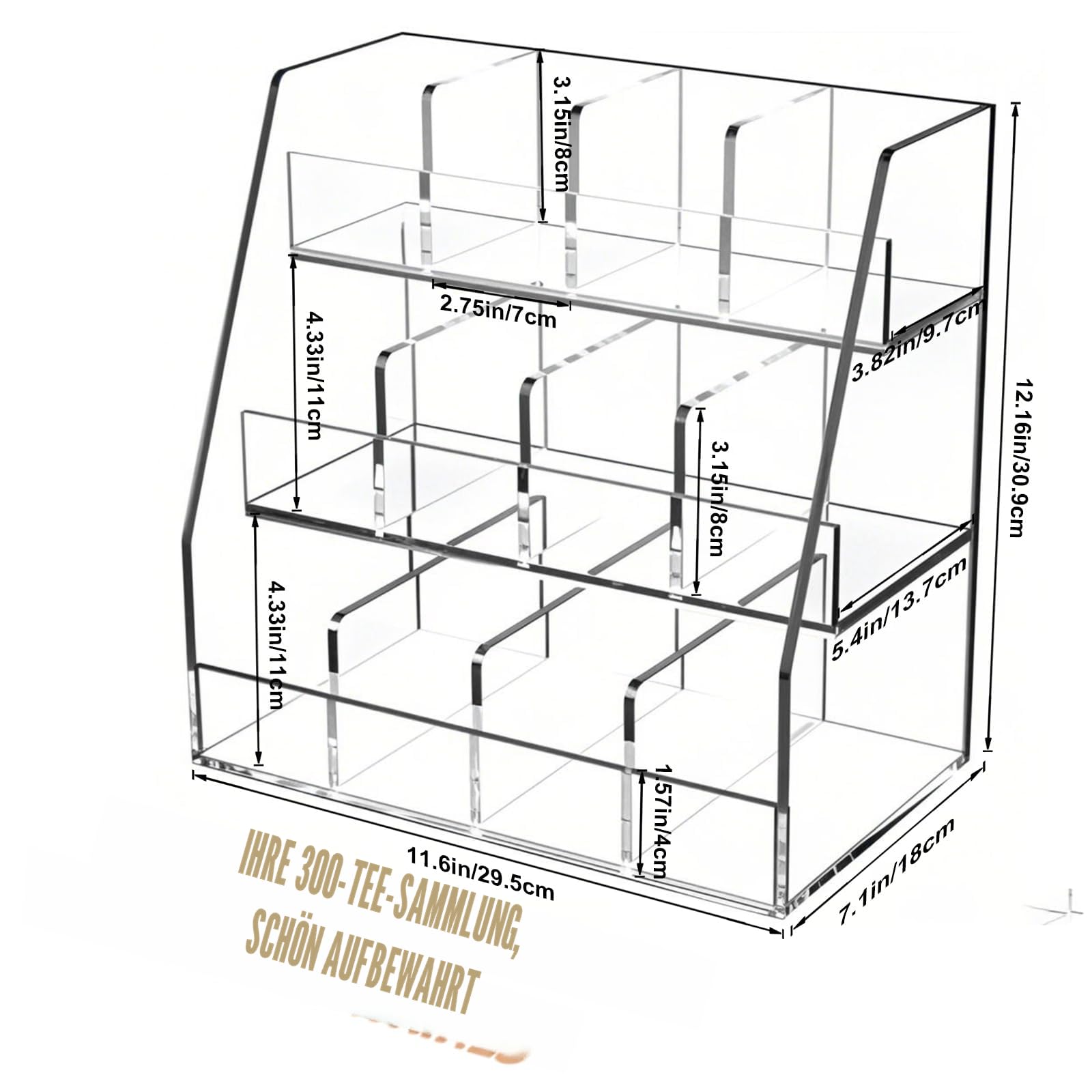 Teebeutel-Organizer aus Acryl, Teebeutel Organizer, 3 Stufiger Teebeutelhalter aus Acryl, Aufbewahrungs Organizer für Teebeutel, für Arbeitsplatten, Küchenschränke, Vorratskammern