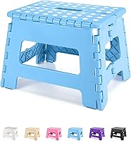 Vista 25 de Dyforce Taburete plegable de 16 pulgadas, capacidad de 400 libras, taburete plegable de plástico resistente para adultos, taburete con asa, fácil