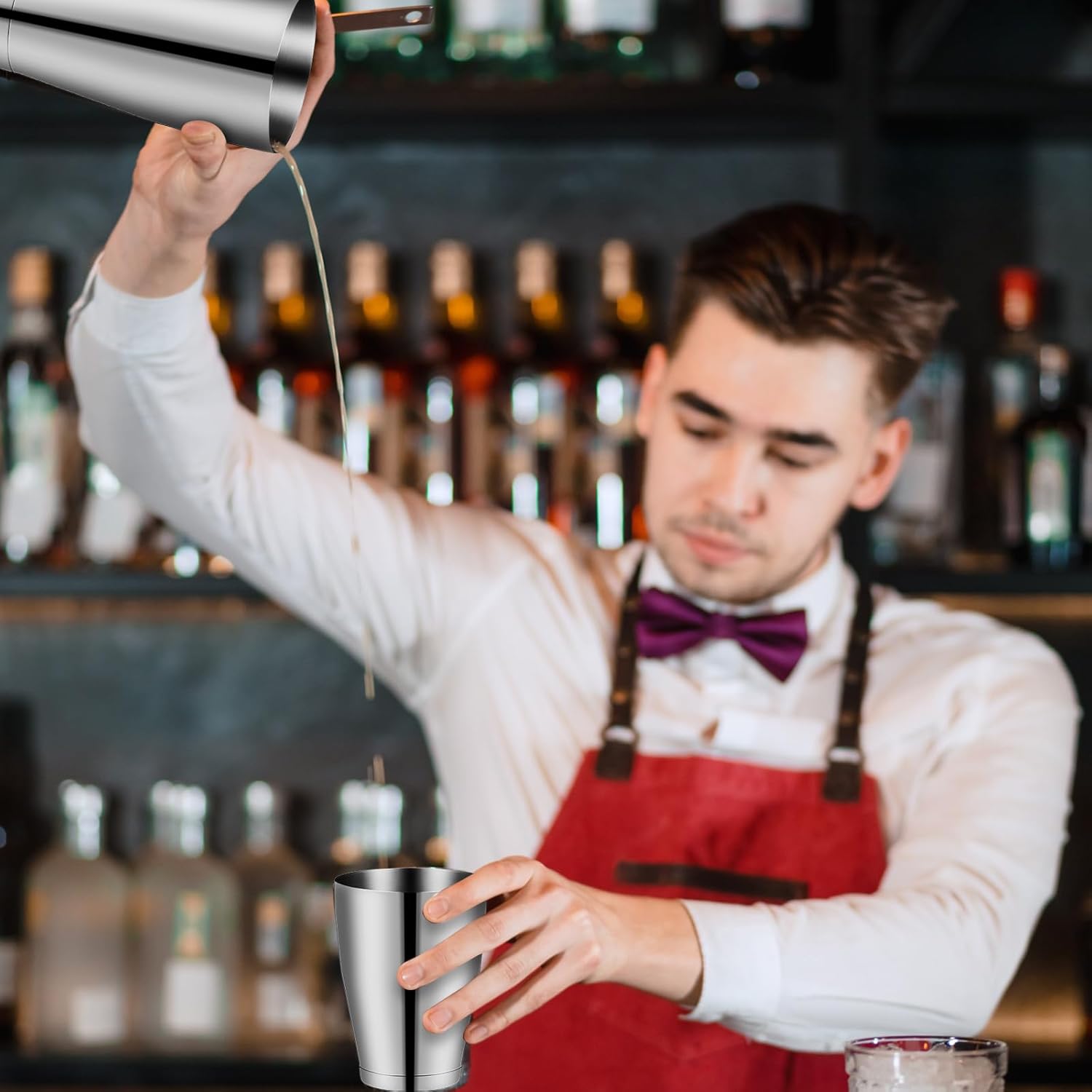 Zhehao 24 Pcs Silver Cocktail Shaker Professional Bar Boston Shaker Set Stainless Steel Martini Shake Drink Mixer Basic Tool Weighted Shake Metal Can Bartending Tins for Beginner, 18oz, 28oz - Image 5