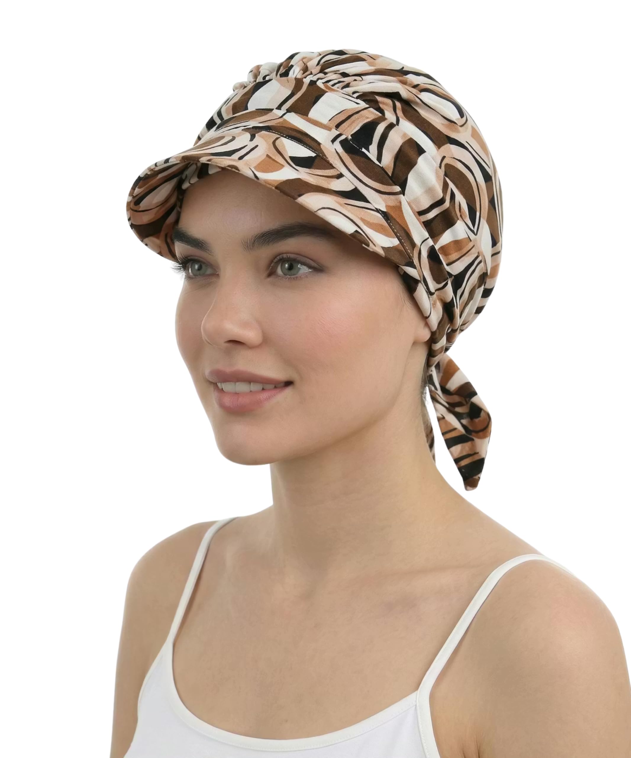 Deresina Bonnet Chimio Femme Été – Foulard Turban pour Cheveux Coton Pré-noué, Bonnet Chimiothérapie Alopécie, Visière Protection Solaire