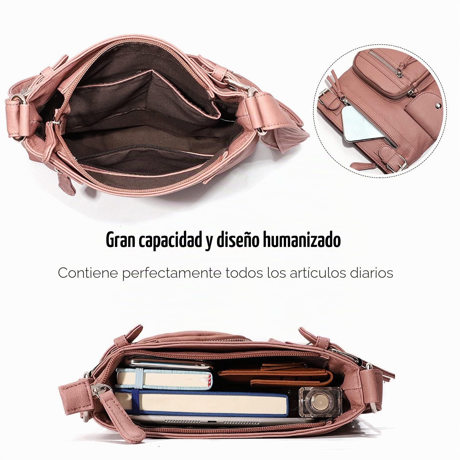 FANDARE Ligero Bolsos Bandolera Mensajero Hombro Cruzados Impermeable pequeño Mujer Señora Adolescentes Bolsos de Mano Niña Escuela Conmutar Viaje Compras Playa Crossbody
