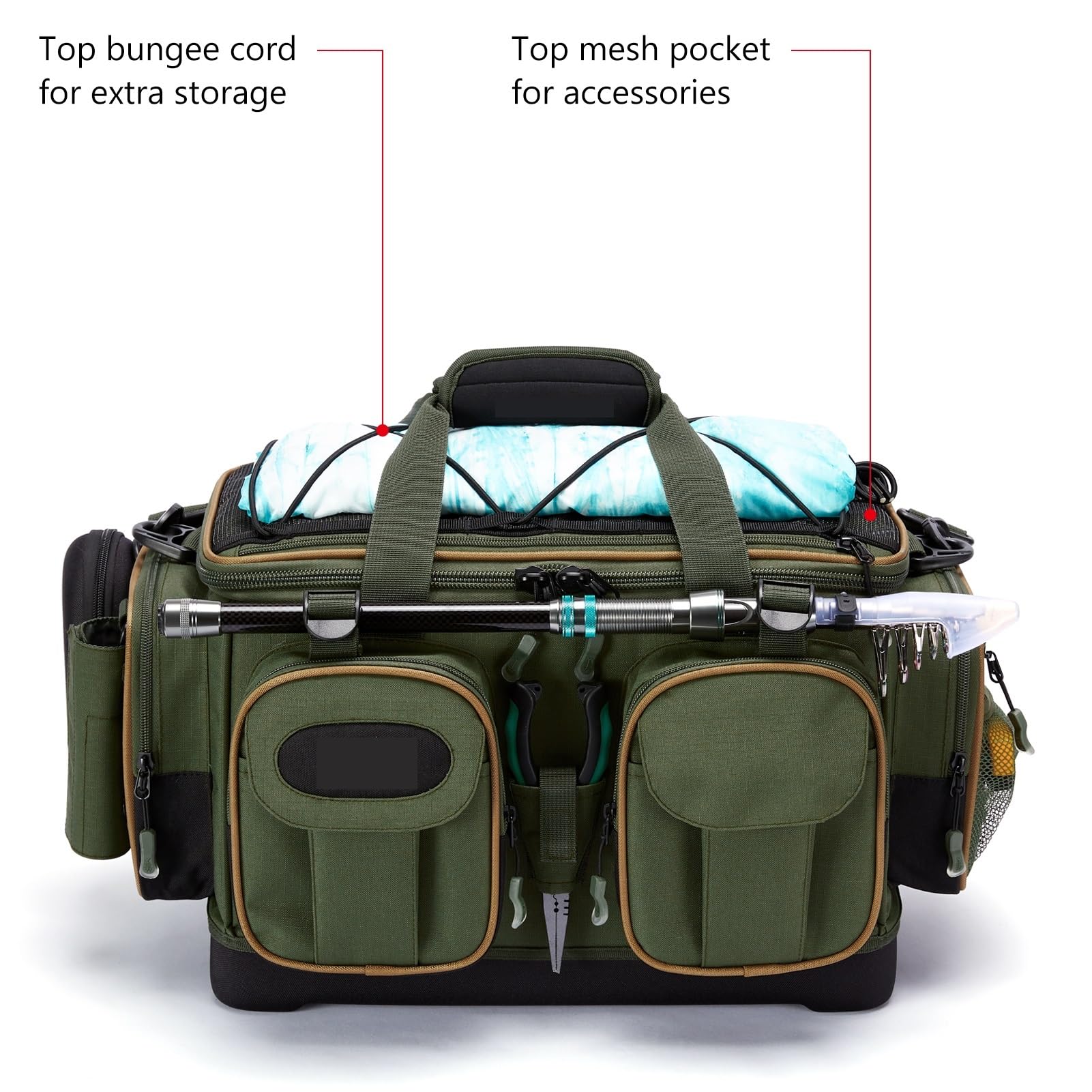 Borsa a Tracolla for Attrezzatura da Pesca, Resistente all'Acqua, Leggera, con Copertura Antipioggia sul Fondo Rigido Borsa da Pesca