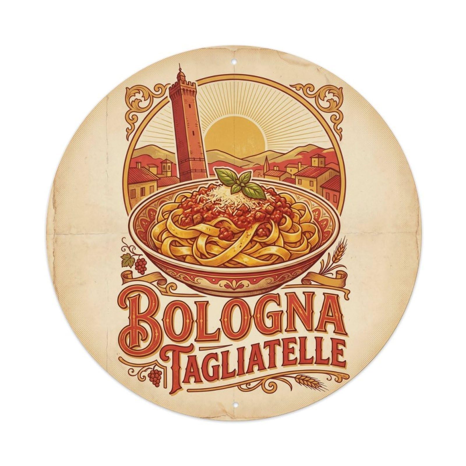 Bologna Italy Tagliatelle Food Culture Travel Classic Metal Tin Sign