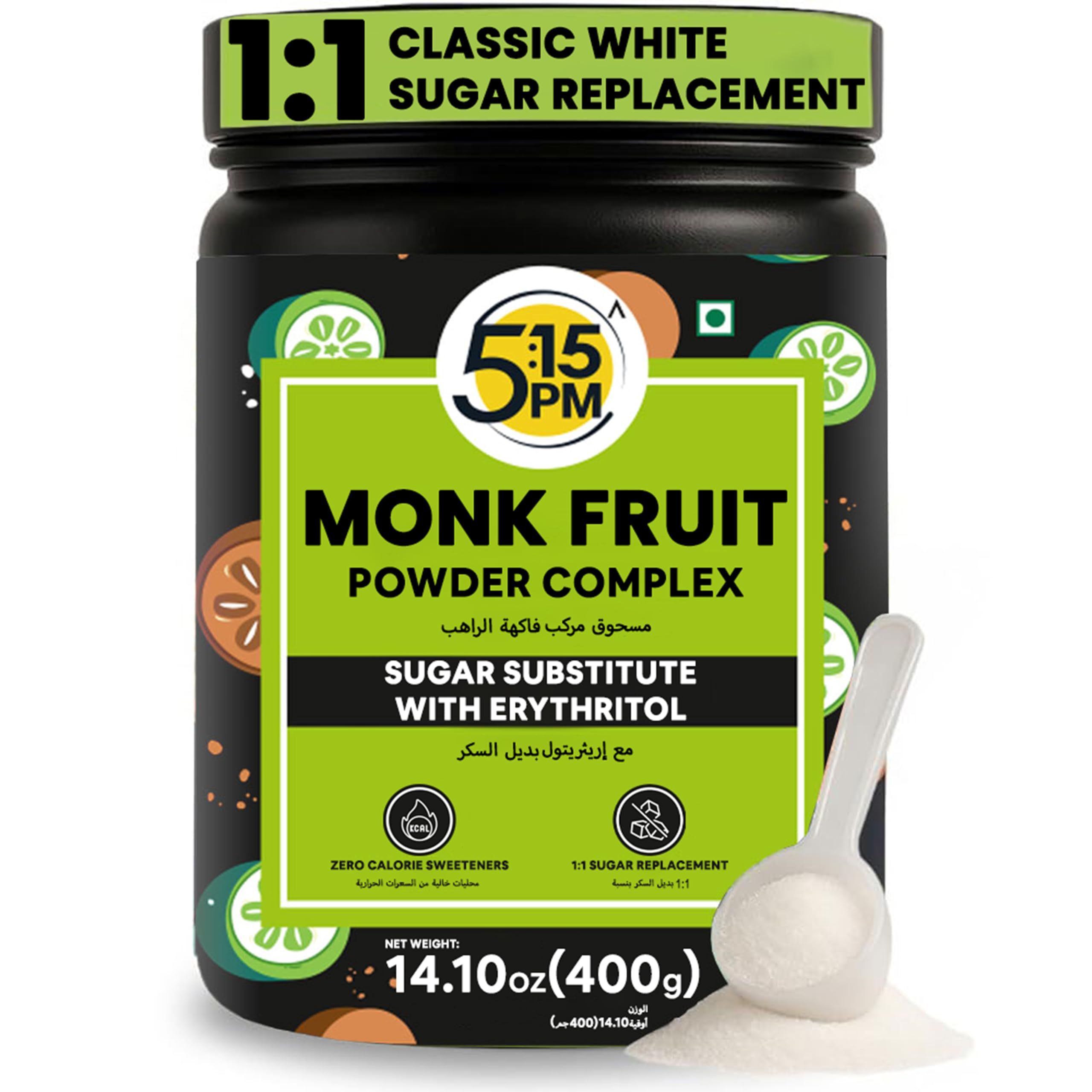 Monk Fruit Sweetener with Erythritol Natural Sugar Replacer | Monk Fruit Extract For Cooking & Baking – 400g