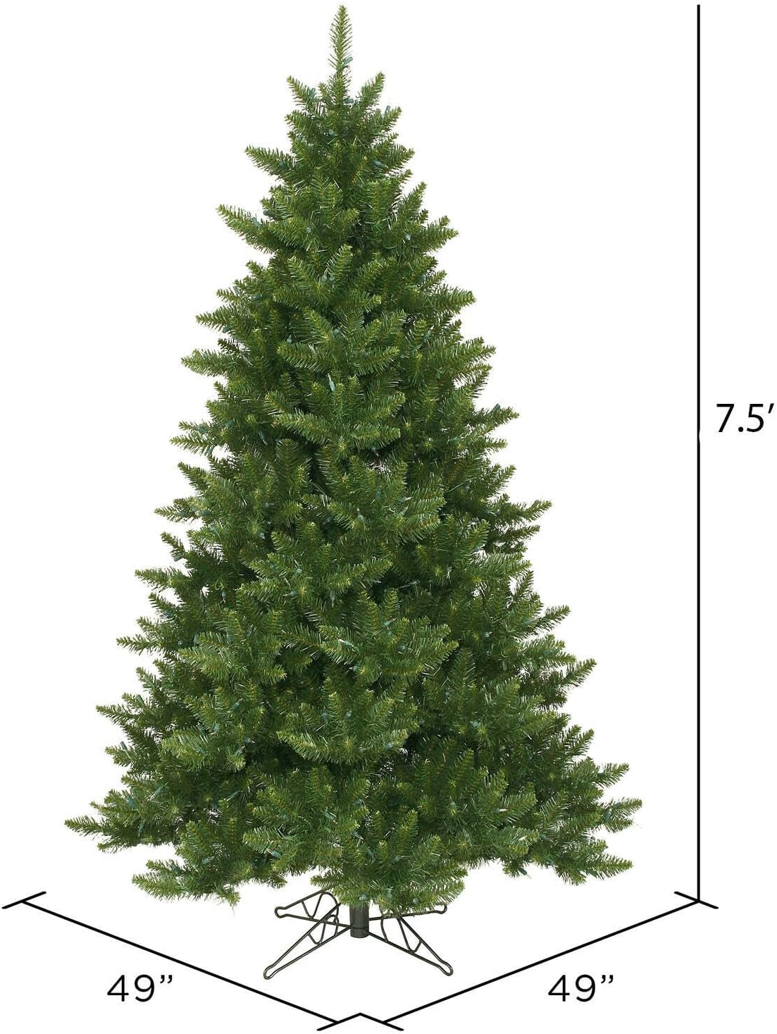 Vickerman 5.5' Unlit Camdon Fir Slim Artificial Christmas Tree - 886 PVC Tips - Metal Hinged Branches - Folding Metal Stand Included- Easy Assembly and Storage