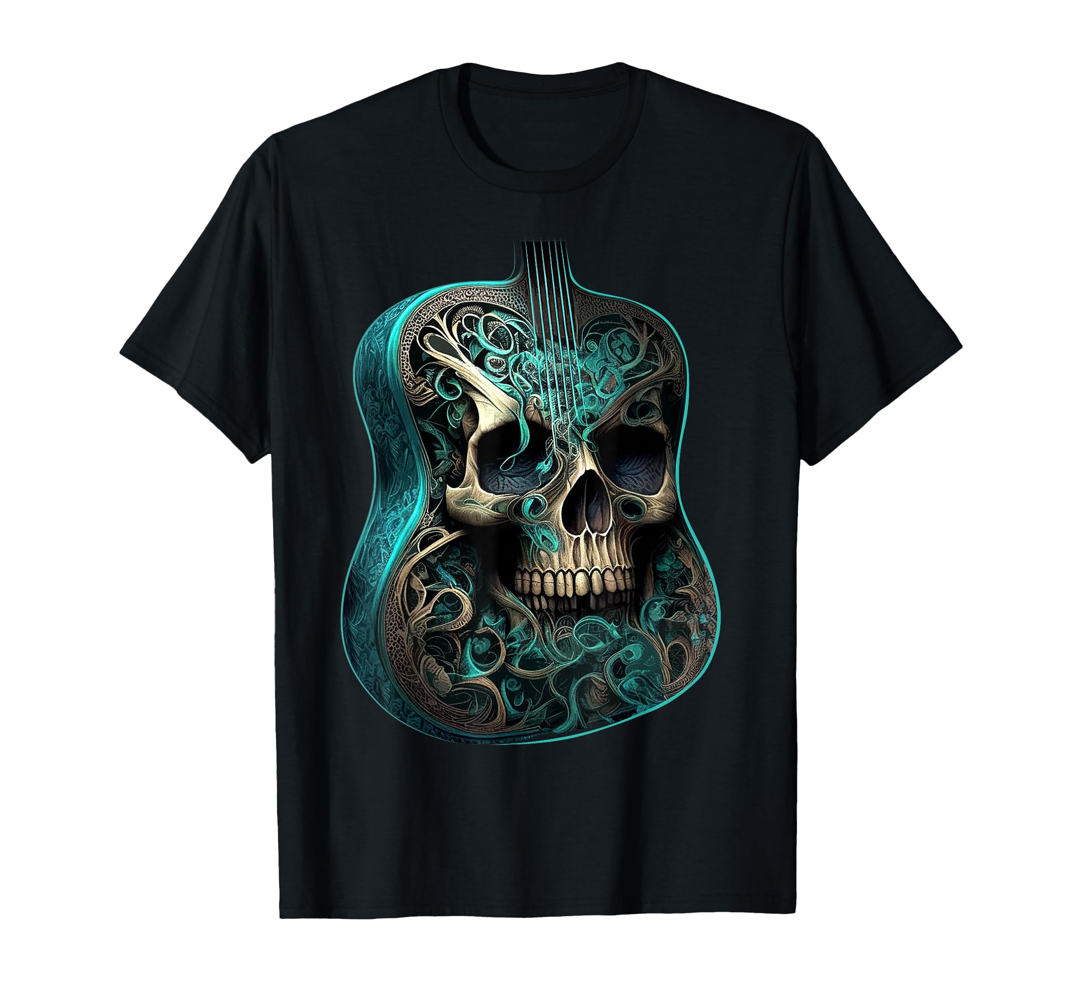 Guitar Skeleton Music Lover - Acoustic Guitar Player Graphic T-Shirt