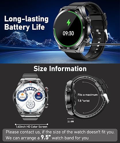 Miniatura 7 de NEKOPA Relojes inteligentes para hombres y mujeres con llamada Bluetooth para iPhone Android, reloj inteligente de 1.4 pulgadas con esfera de