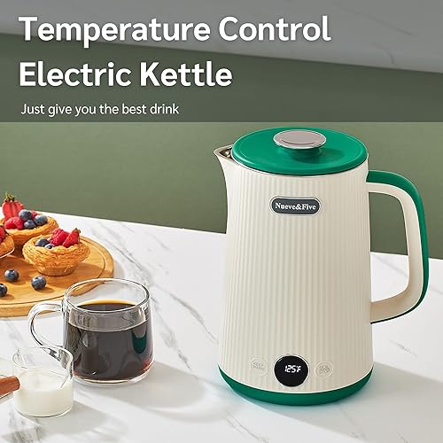 Miniatura 3 de Nueve - Hervidor eléctrico con control de temperatura de 1.7 litros con pantalla, 5 presets de acero inoxidable 304, mantiene el calor, 1200 W de