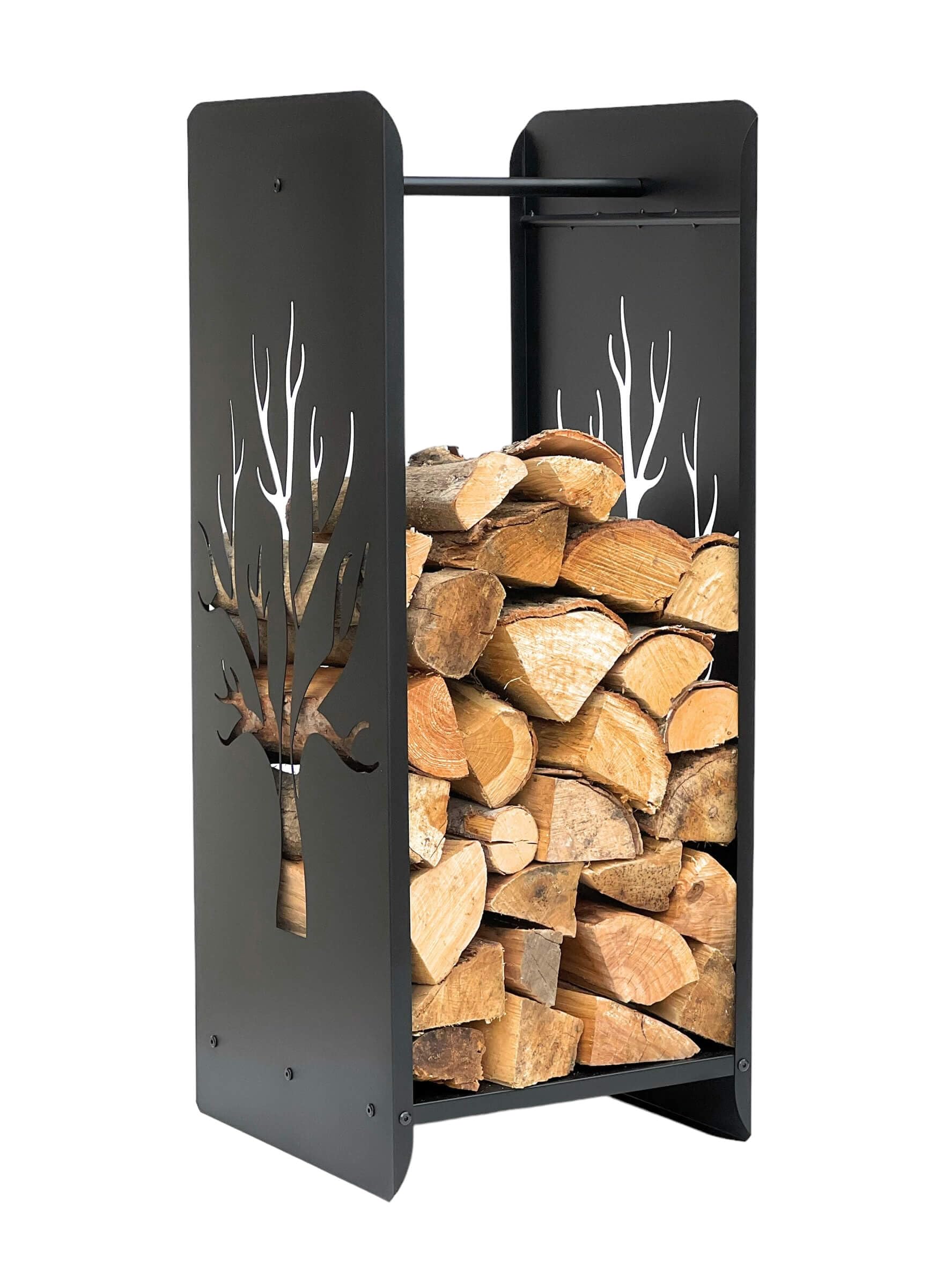 DanDiBo Kaminholzregal Innen Metall Schwarz 100 cm Kaminholzständer 96428 Brennholzregal Schmal Kaminholzhalter
