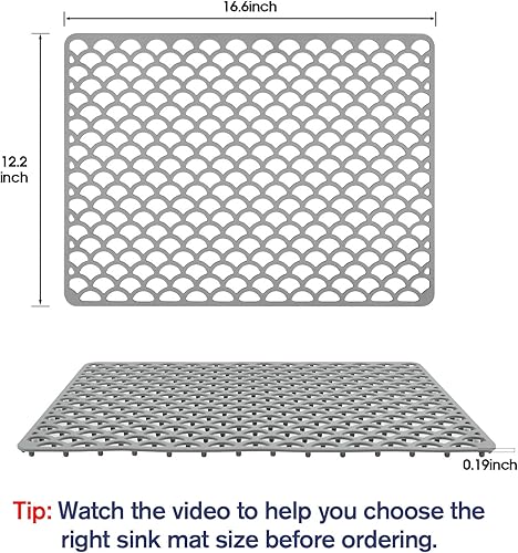 Miniatura 8 de Protector de fregadero de silicona, agujero de drenaje trasero de 28 x 15 pulgadas, resistente al calor, antideslizante, apto para lavavajillas,