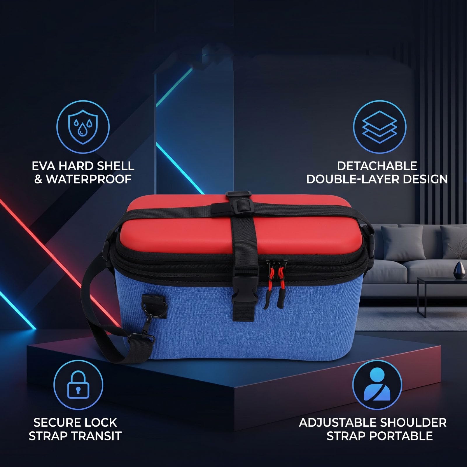 OPPWONG Custodia Protettiva per Controller di Gioco Design a Doppio Strato per Borsa da Viaggio per Macchina da Gioco 2 Tracolla Regolabile