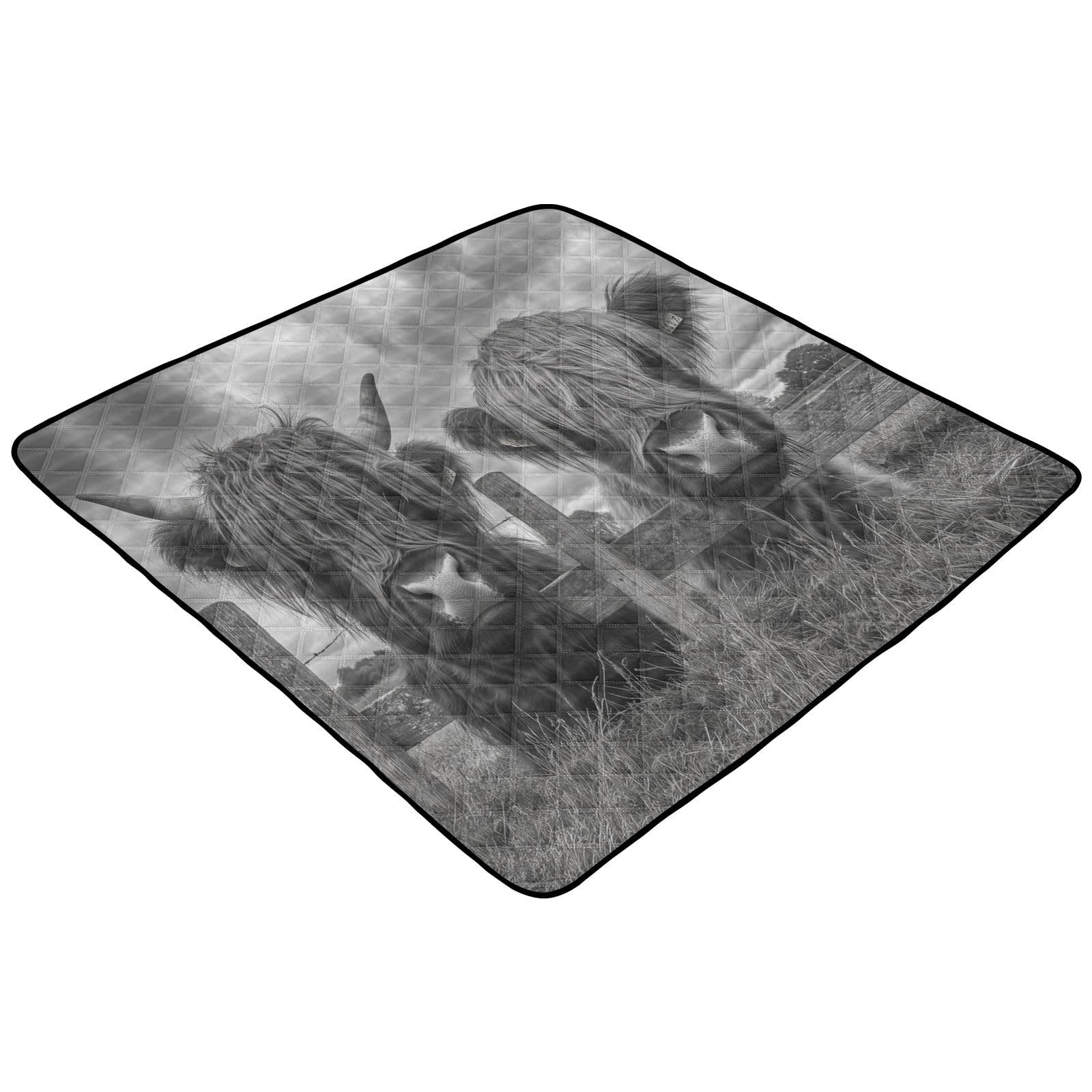 Kigai Highland Cow Baby Play Mat for Floor and Playpen 50x50 inch Non-Slip Baby Activity Playmat Waterproof Foldable Crawling Mat for Infants Toddlers