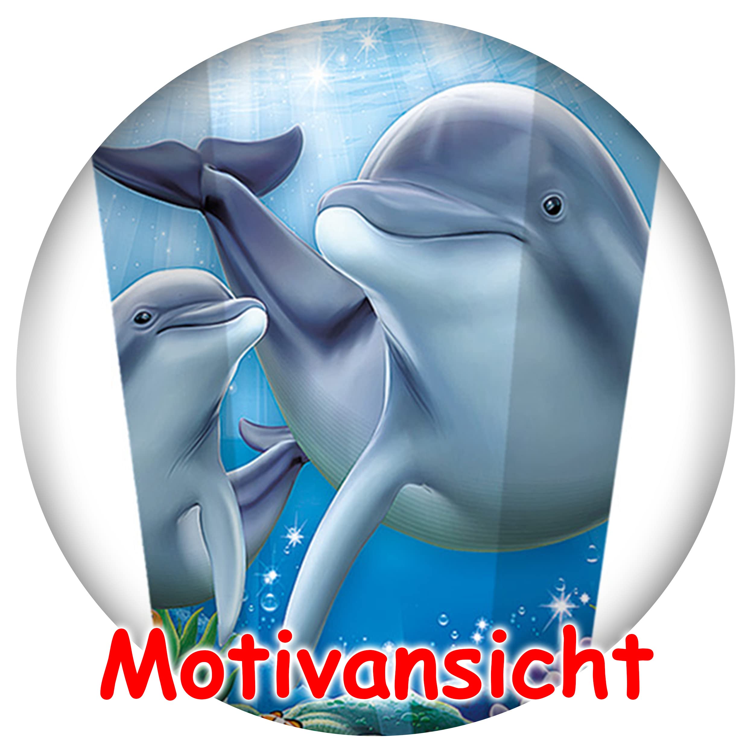 alles-meine.de GmbH Schultüte - mit 3D Glitzer - Effekt ! - Delfin & Fische - 50-85 cm - Größe wählbar - inkl. komplette Füllung + Name + Bänder Schleife + Kunststoff Spitze - ..