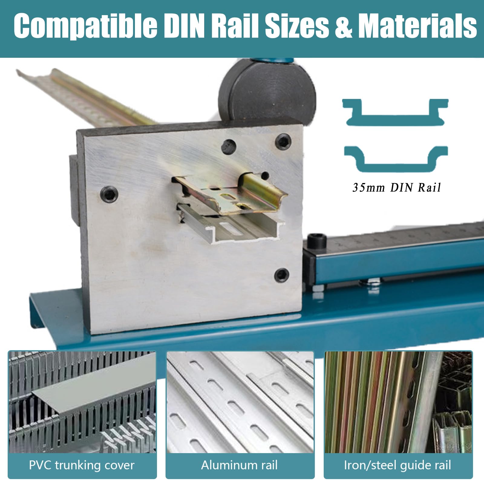 Taglierina Manuale Per Guide DIN, Utensile Da Tavolo Da 35 Mm Con Scala Graduata, Testa Di Taglio A Doppia Scanalatura Per Guide DIN In Acciaio E Alluminio Per Elettrotecnica E Installazione Elettrica