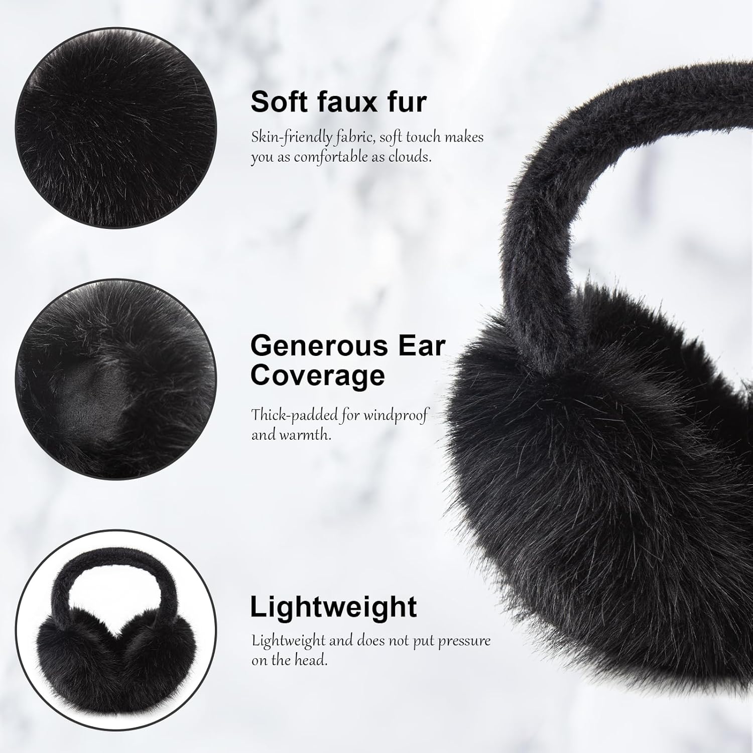 Earmuffs for Women Girls Faux Fur Fuzzy Headband Foldable Ear Covers Cold Weather Accessory - Image 5