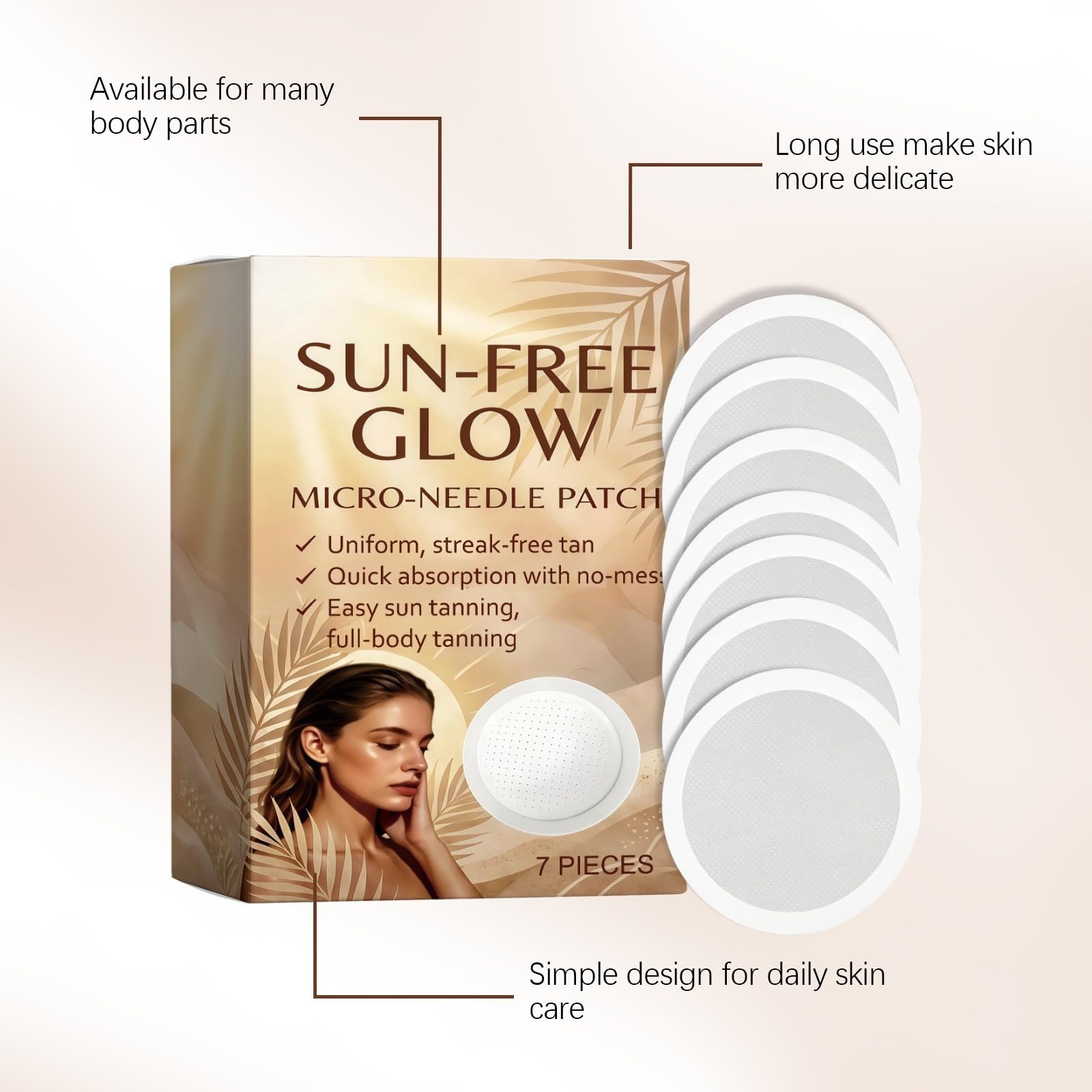 Sun-Free Glow Patch, neues Bräunungspflaster ohne Sonne, natürliche Haut-Patches ohne Sonneneinstrahlung, feuchtigkeitsspendende Formel, geeignet für alle Hauttypen, Männer und Frauen