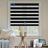 Vista 37 de Persianas motorizadas cebra con control remoto: Canisteo - Persianas automáticas para ventanas de interior funcionan con HomeKit, Alexa, persianas