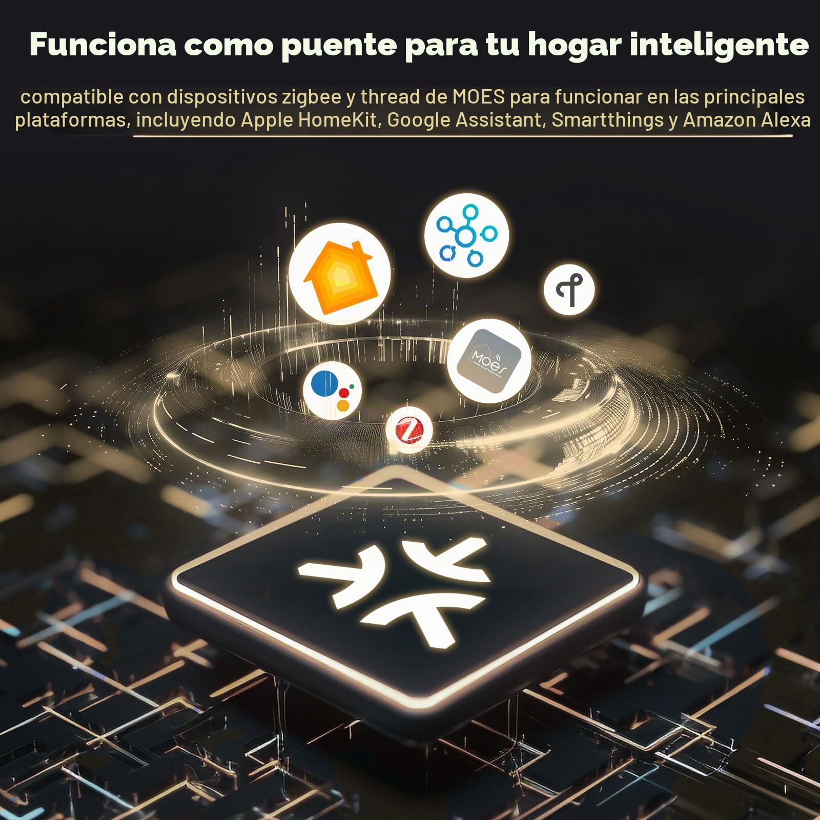 MOES Matter Smart Gateway, Google Home | Zigbee Hub para Dispositivos Tuya ZigBee, Compatible, Apple Homekit, Smart Thing, Alexa