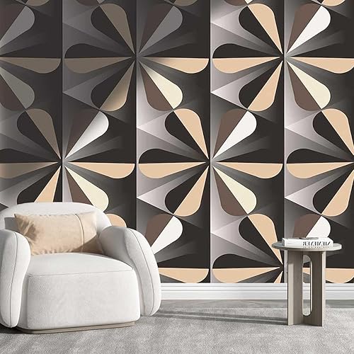 Papel tapiz Art Deco para despegar y pegar, diseño geométrico vintage, patrón Art Deco para decoración de pared, sala de estar, versátil para varios