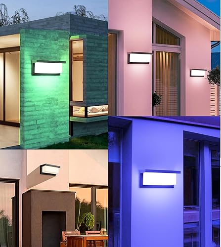 Vista 7 de Lámparas de pared modernas para exteriores, apliques LED de 18 W, lámparas montadas en la pared, luz negra mate de aluminio para casa, IP65