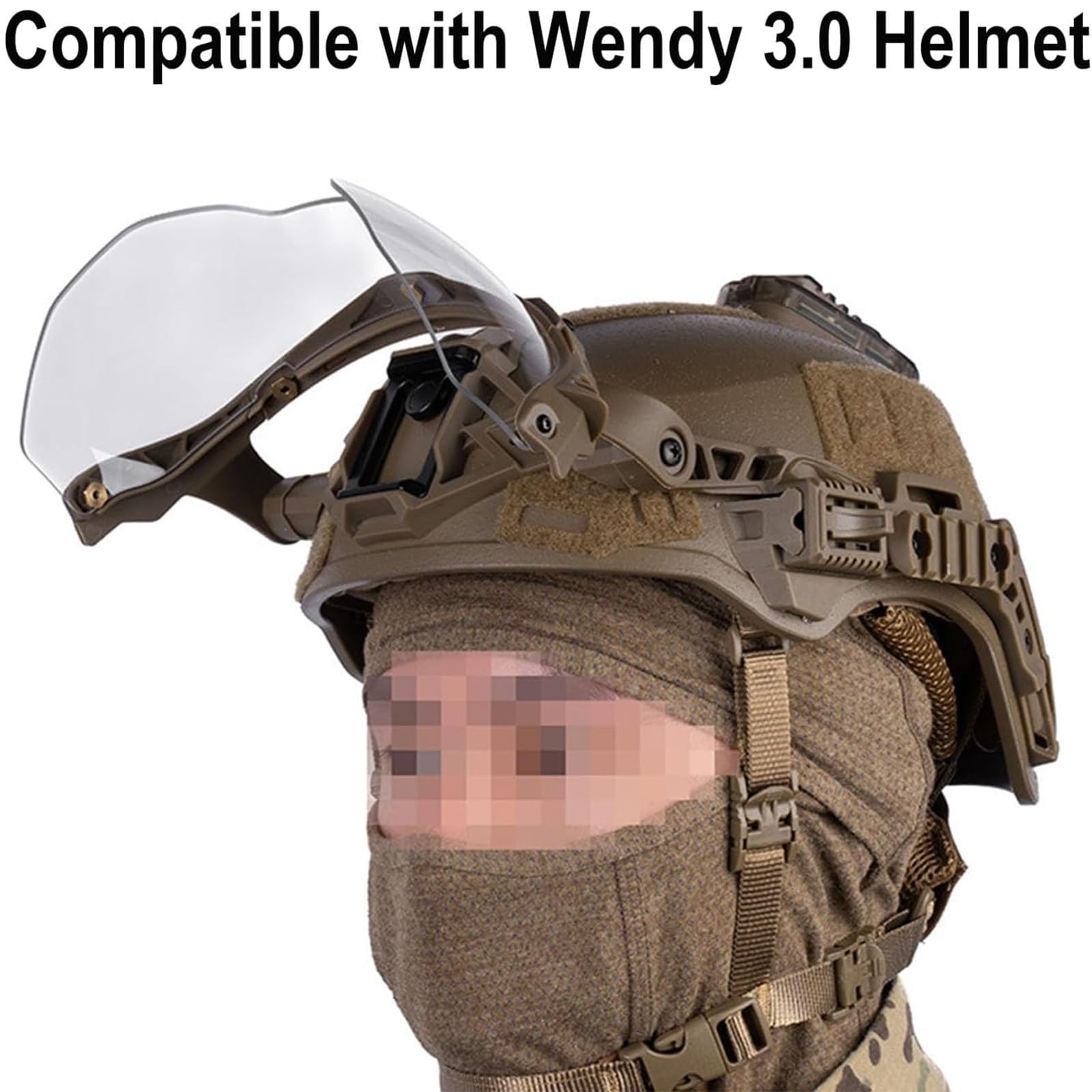 Casque tactique avec lunettes pliables externes pour rail 3.0, tir, angle réglable visière pliable, pour randonnée, CS, airsoft, paintball, équipement de protection