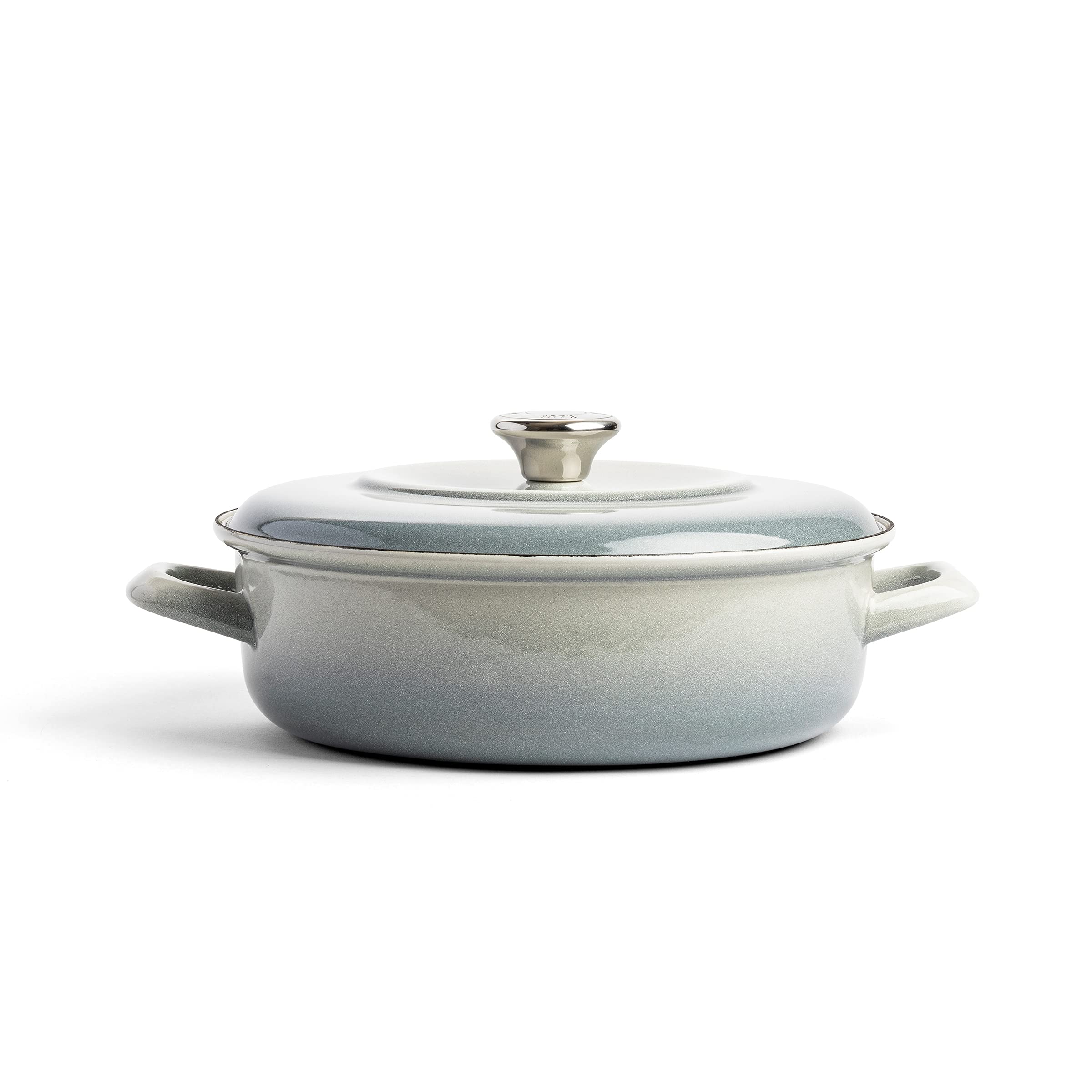German Enameled Iron, Round 4QT Casserole Braiser with Lid, Cloud Gray