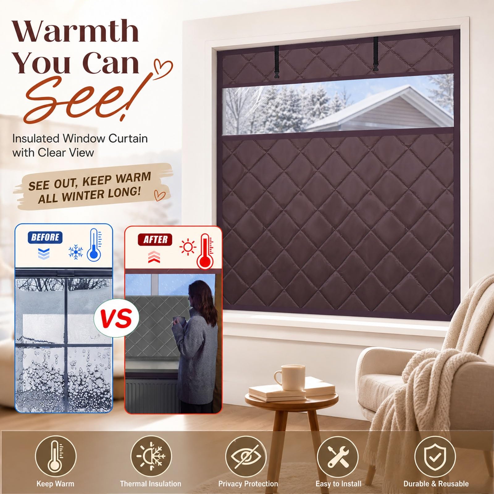 Isolierfolie Wärmedämmung Thermovorhang Fenster Gegen Kälte Sichtfenster