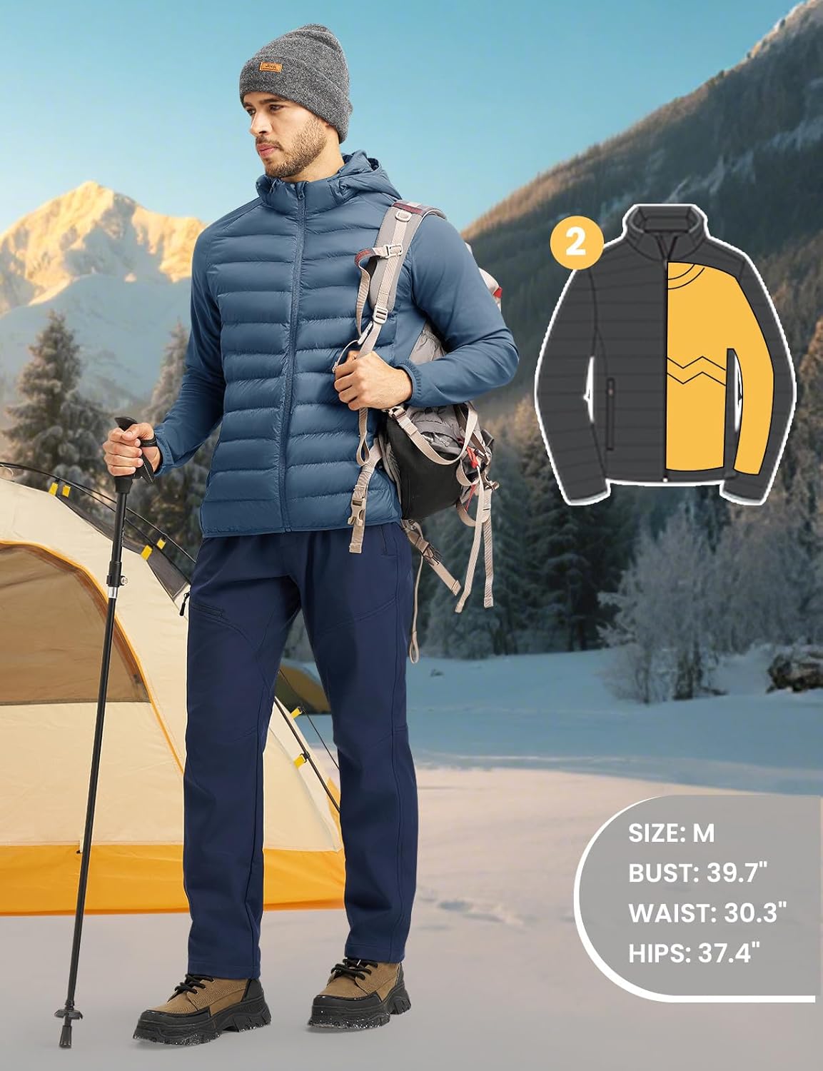 TBMPOY Men's Hybrid Puffer Jacket Lightweight Running Winter Warm Jacket Coat Insulated Golf - Image 6