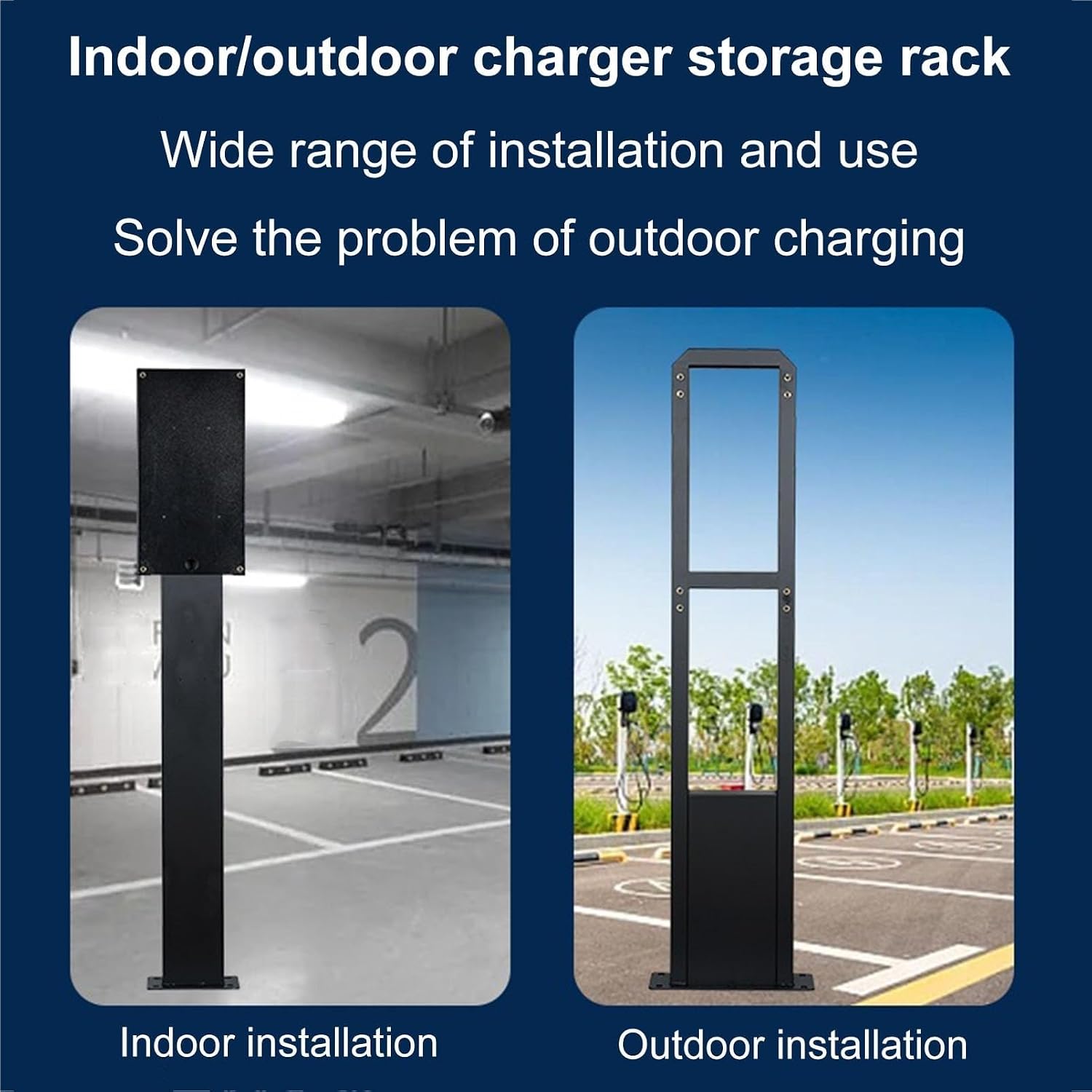 Durable Steel EV Charger Pedestal Stand, Corrosion Resistant Holder for Outdoor/Indoor Electric Vehicle Charging Stations, Stable Column Support for Home & Commerc