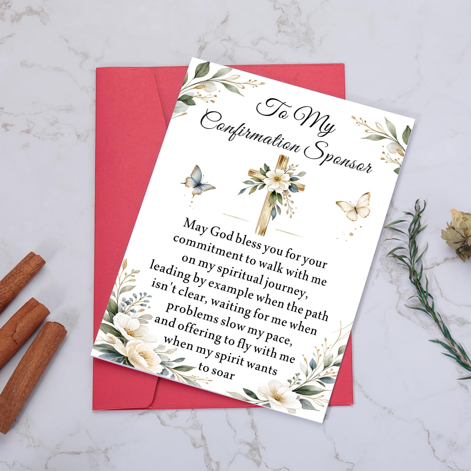 Confirmation Sponsor Cards for Women Men - Confirm Sponsor Gift, Appreciation Thank You Card for Sponsors Godfather Godmother, Catholic Christian Cards for Sponsors from Teens Girls Boys Religious