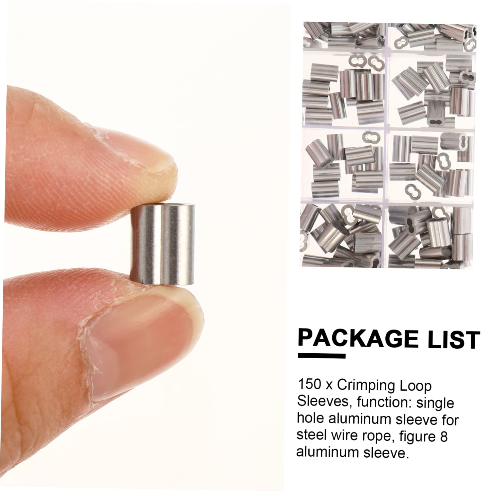 FUNOMOCYA 3sets Durble Aluminum Double Barrel Ferrule Crimping Loop Sleeve Fishing Line Connector Accessories 150pcs*3