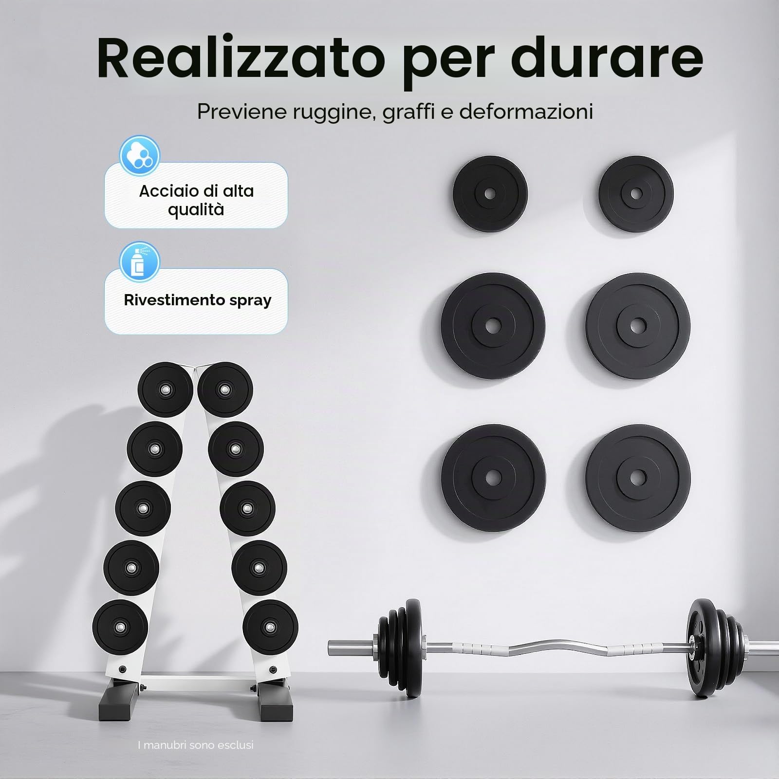 A-Frame Dumbell - Supporto per bilancieri, 34 x 32 x 65 cm, salvaspazio, 5 livelli, portata 100 kg, per palestra a casa