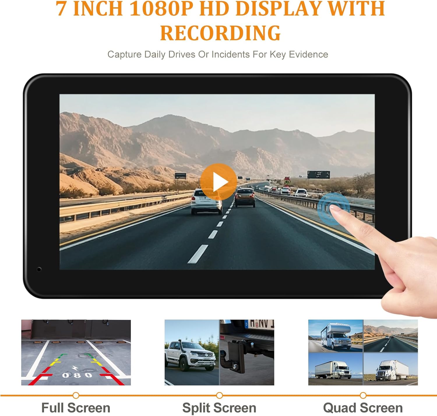 Wireless RV Backup Camera with 7" Touch Screen Monitor, Compatible with Furrion Pre-Wired, 1080P Digital Rear View Cam System for Truck Trailer Camper, 4-Channel Support, Night Vision