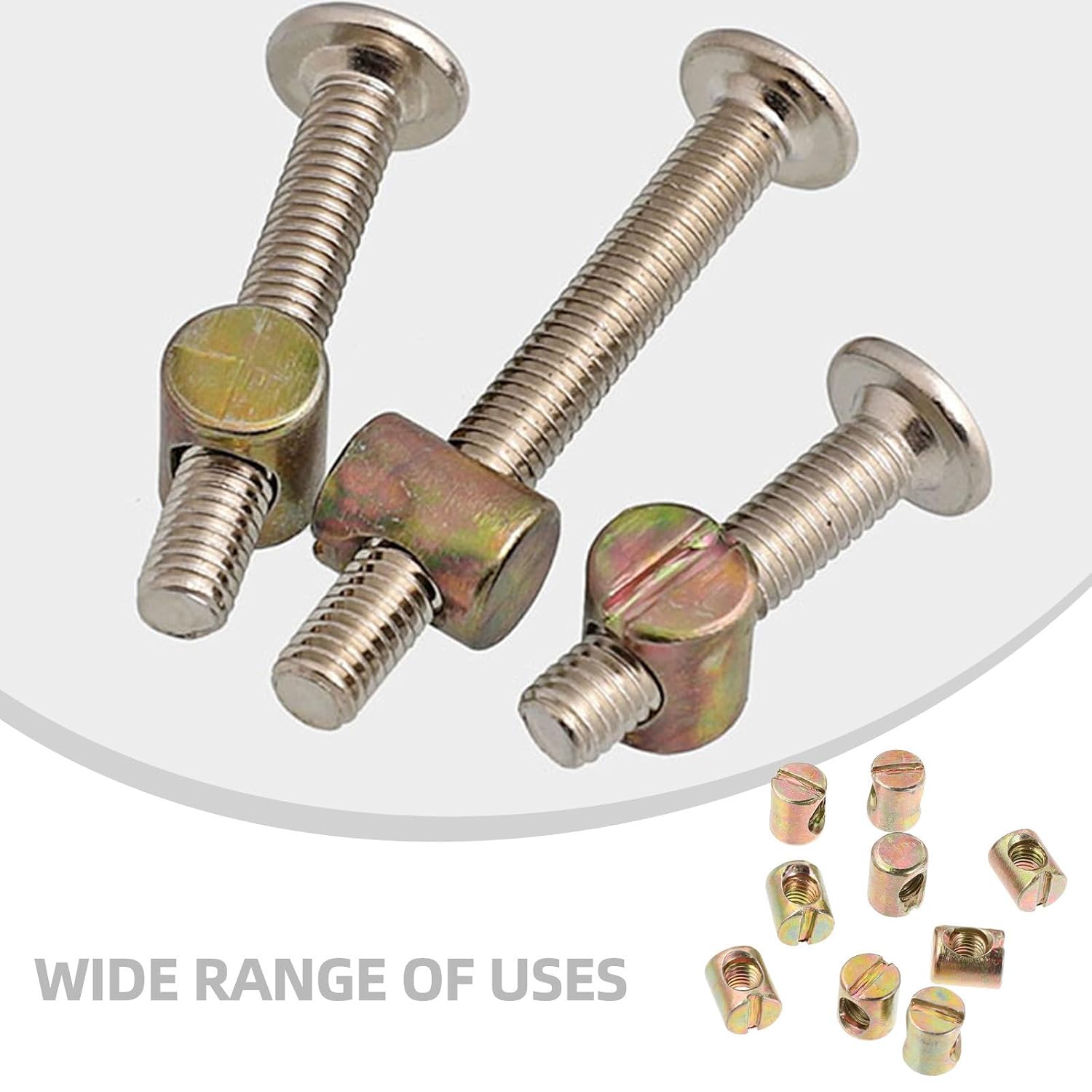 CRAFTHROU 55pcs Iron Barrel Nuts and Cross Dowels Set for Beds and Cribs with Strong Right Angle Joints and Shockproof Design, for Assembly of Furniture and Cots