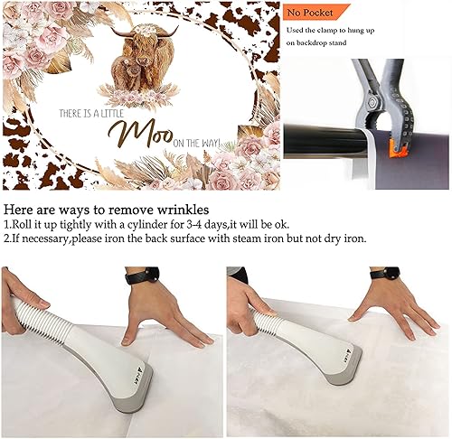 Miniatura 5 de Avezano Fondo para baby shower, vaca de las tierras altas, decoración de fiesta de baby shower para niños y niñas, estampado floral bohemio de vaca