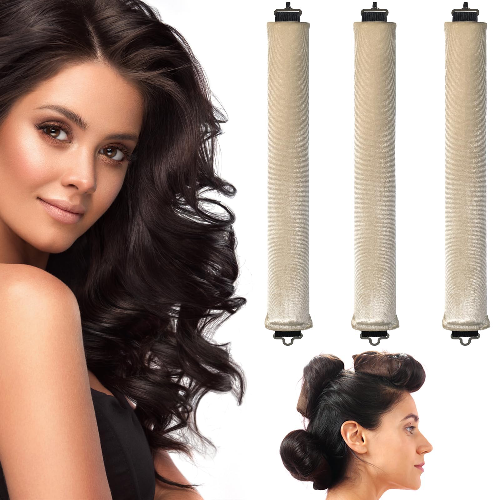 Jumbo Samt-Lockenwickler Ohne Hitze – 3er Set In Weinrot – Perfekt Zum Über-Nacht-Locken Für Alle Haartypen