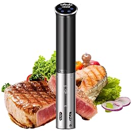 Sous Vide, Wancle 1100W Immersion Circulator, IPX7 Sous Vide Cooker, Small Space-Saving Design, Sous Vide Machines with Accurate Temperature Control, Black, 120V
