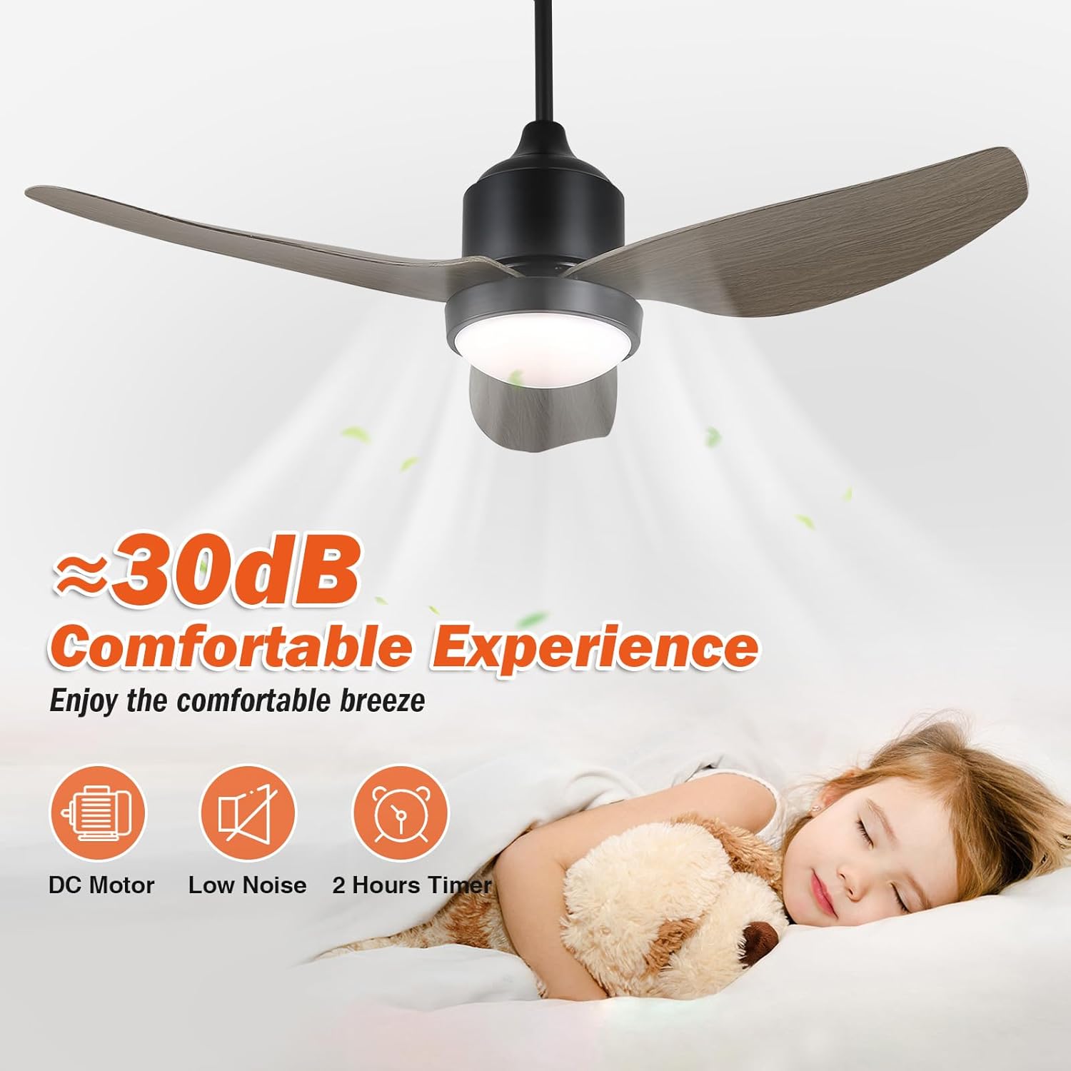 BZX Waterproof Outdoor Ceiling-Fan with Light - 42" Modern Ceiling Fans with 3 Colors LED Light, App & Remote Control, Quiet DC Motor, for Gazebo Patios