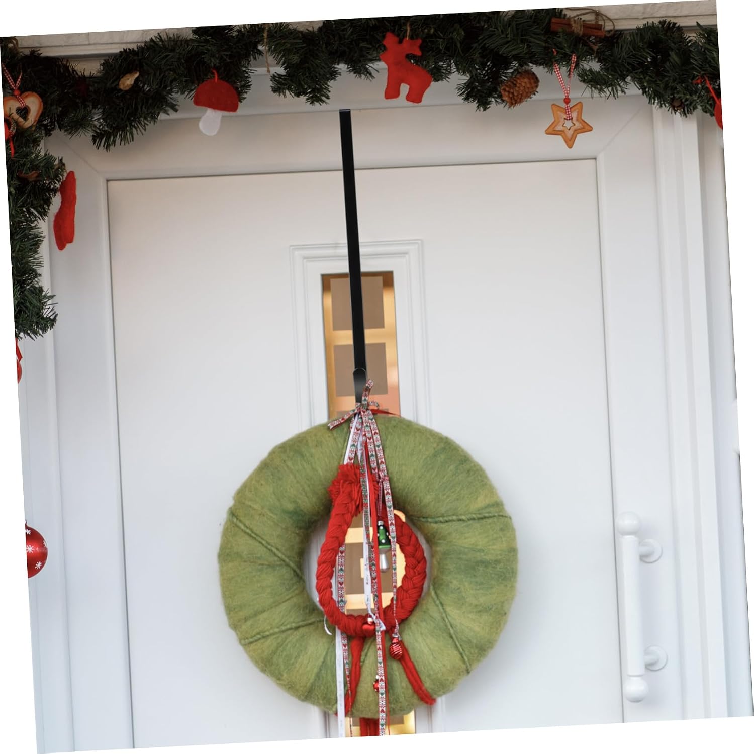 Double-Sided Over The Door Wreath Hanger Hook Heavy Duty Christmas Garland Door Hook No Assembly Required