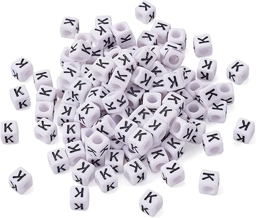 Vista 262 de FASHEWELRY 300 cuentas de letras acrílicas blancas de 0.236 x 0.236 pulgadas (0.236 x 0.236 in), cuentas del alfabeto para hacer pulseras