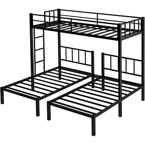 Triple Bunk Beds for 3 Twin Over Two Twin Metal Bunk Bed
