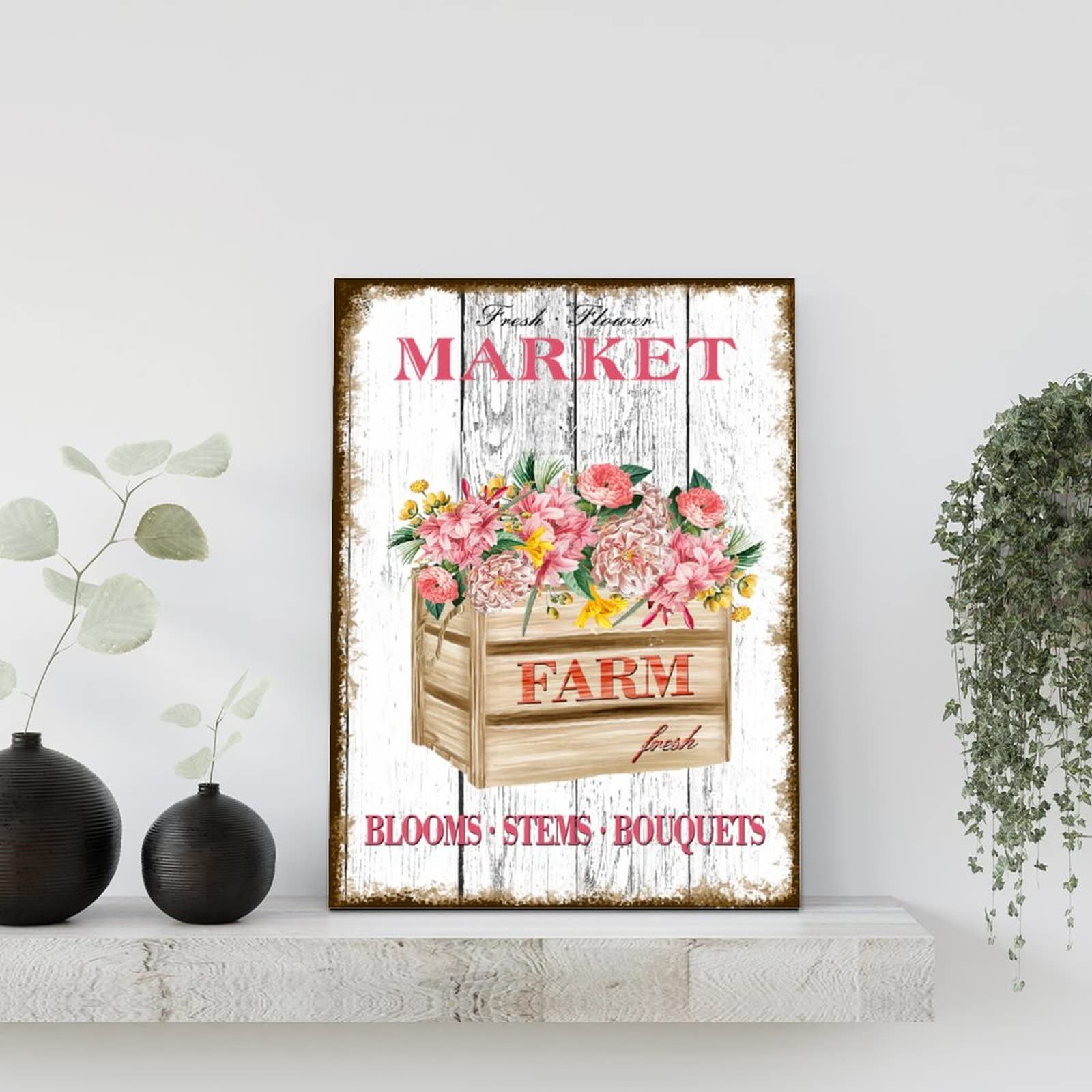 Amazon.com: Farm Fresh Flower Market Wood Sign Spring Fresh