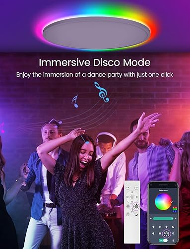 Miniatura 4 de Aphyni Luces LED de techo inteligentes de 15.8 pulgadas, 36W 3600LM luces de techo con control remoto 2700-6000K, luz de techo RGB redonda ultrafina
