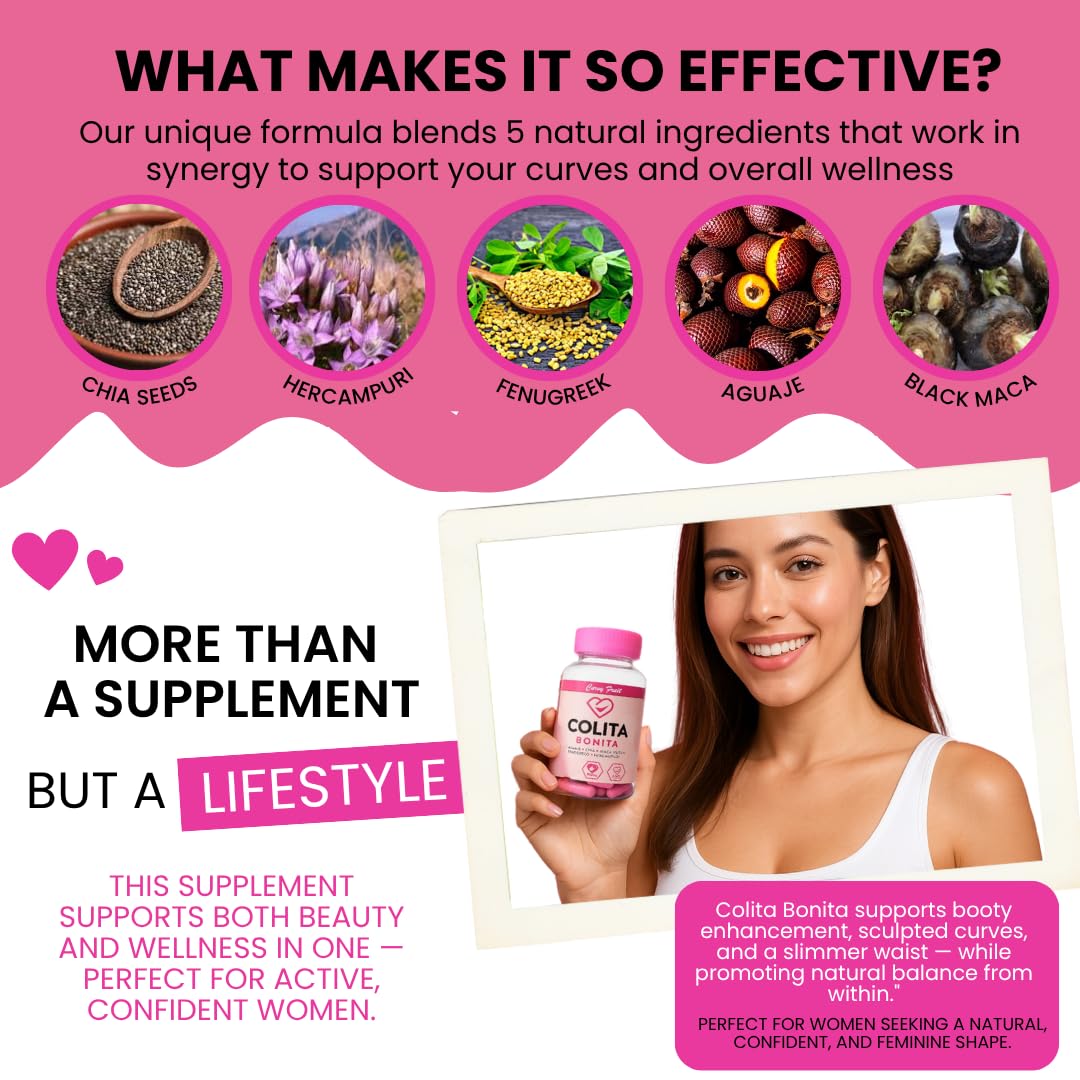 Aguaje Colita Bonita - Booty Growth Formula - Get Bigger, Rounder & Defined Glutes - Black Maca, Chia & Fenugreek - 100% Natural - 1 Month Supply- 2 Bottles Pack — Amazon image 6