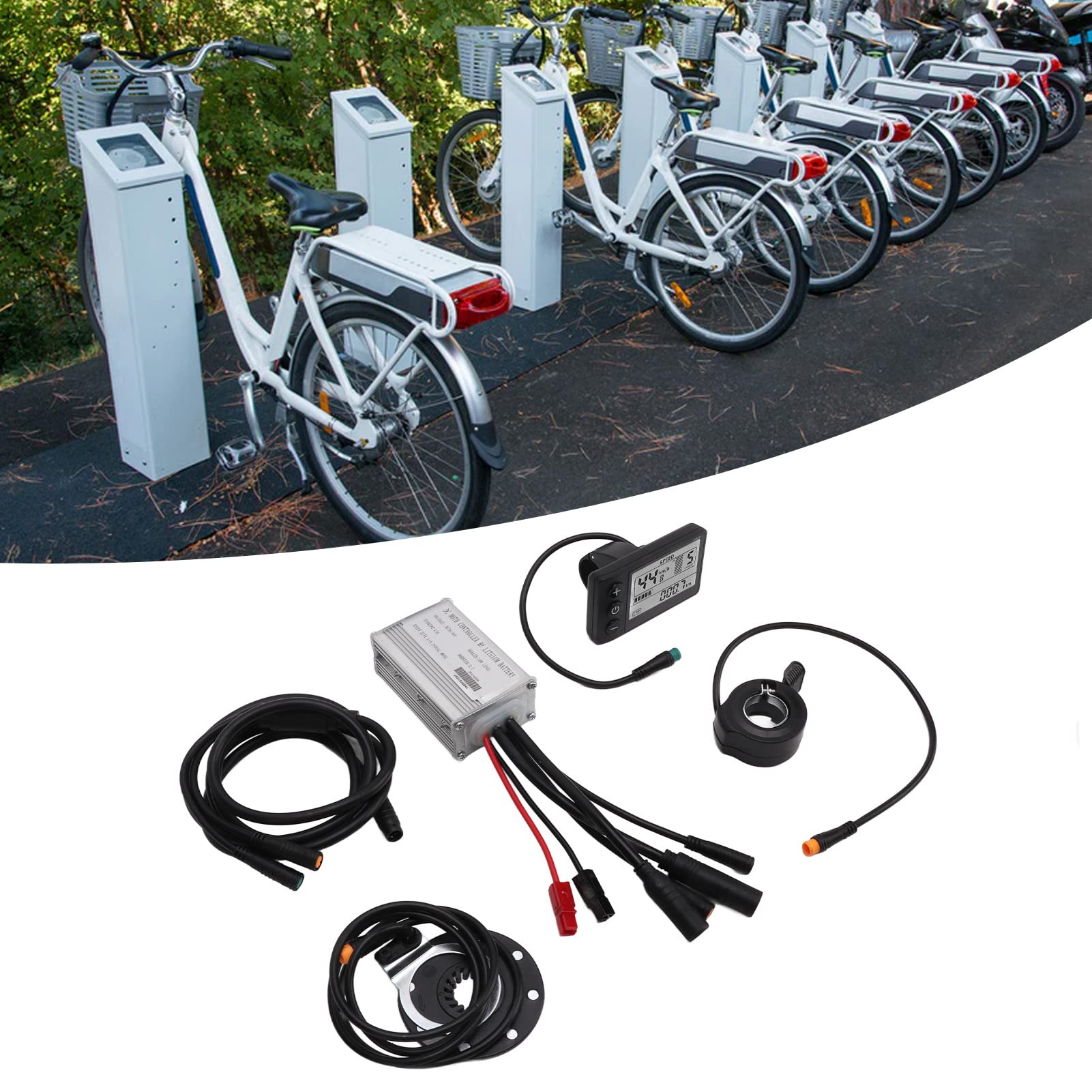 Centralina Bici Elettrica, 36V/48V 15A Brushless Motor Controller S866 Display LCD Impermeabile Cavo da 1 a 2 per Scooter Elettrico