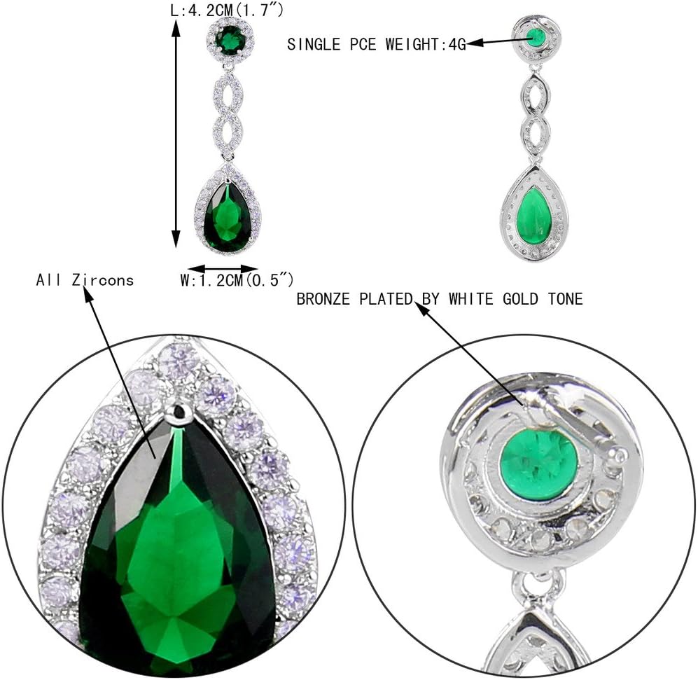EVER FAITH Women's Cubic Zirconia 8 Shape Infinity Bridal Pierced Dangle Earrings Silver-Tone