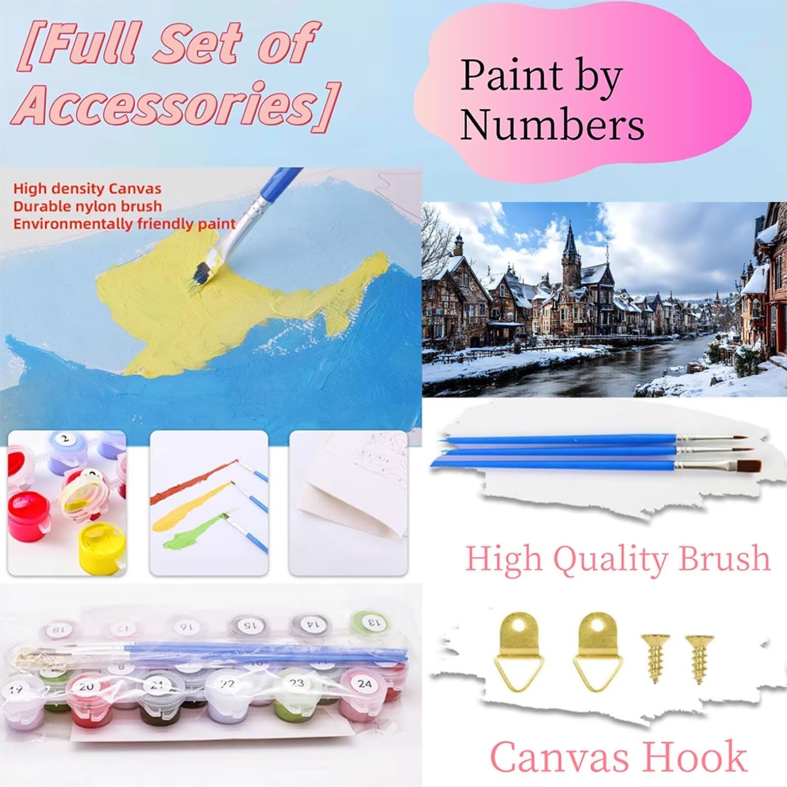Malen Nach Zahlen Erwachsene HäUser Paint by Numbers DIY Kreativ Set Erwachsene, Wolke Malen nach Zahlen Kits auf Leinwand Acrylfarbe Zeichnung Malerei Kunsthandwerk für Room Decor 100x200cm Y2-134