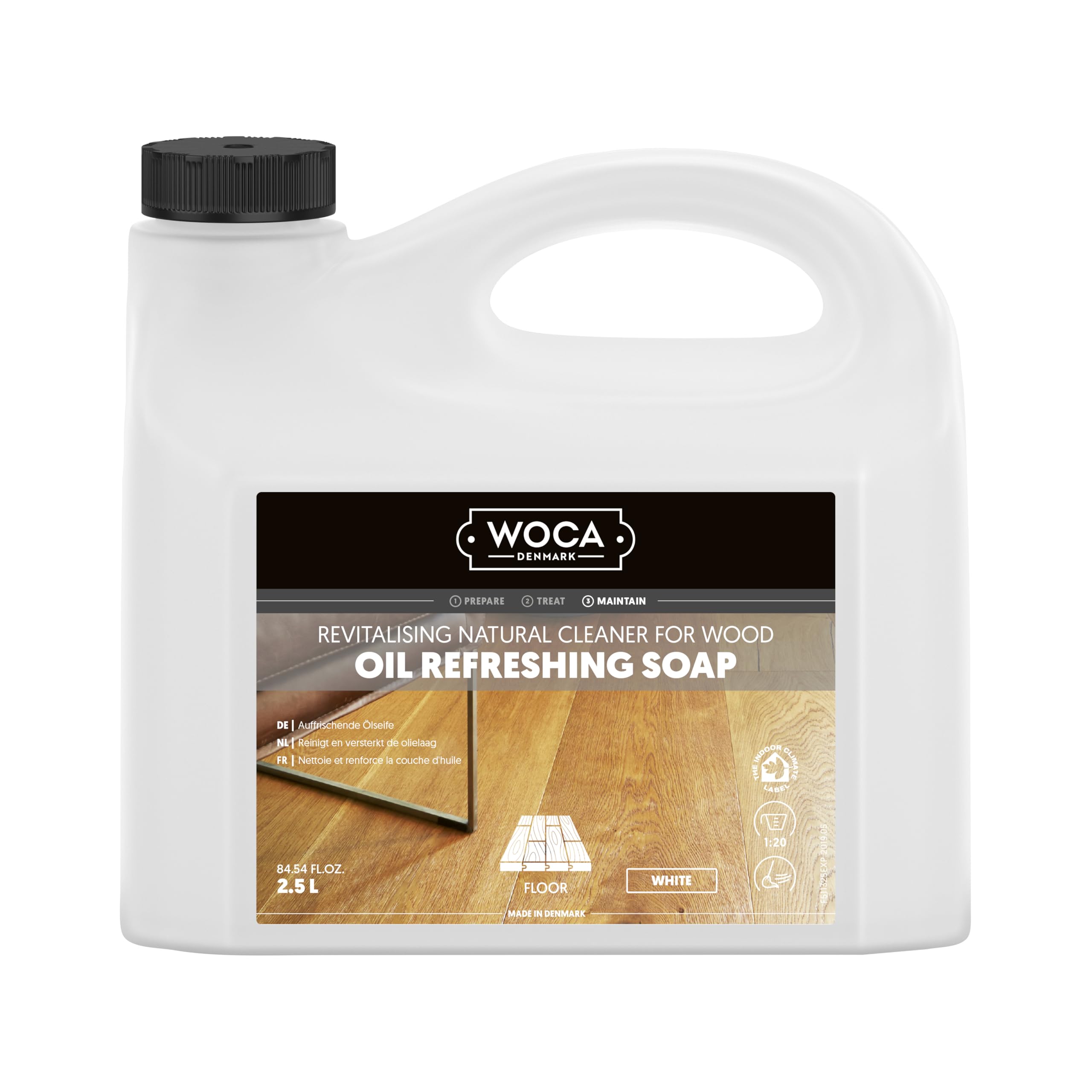 Woca - Olio rinfrescante per pavimenti in parquet e superfici in legno, 2,5 litri, colore: Bianco