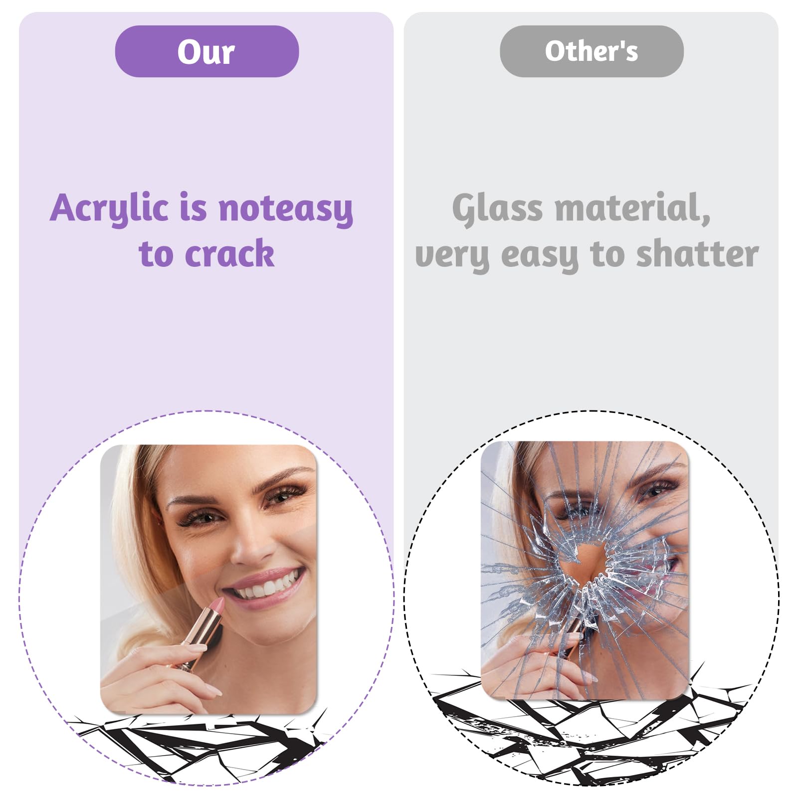3 Pack Phone Mirror Stick On Phone Mirror Sticker Self Adhesive Slim Makeup Mirrors for Phones Case Back Acrylic Rectangle Mirrors Decal Charm for Smartphone(Peel Off Protective Film Before Use) - 4