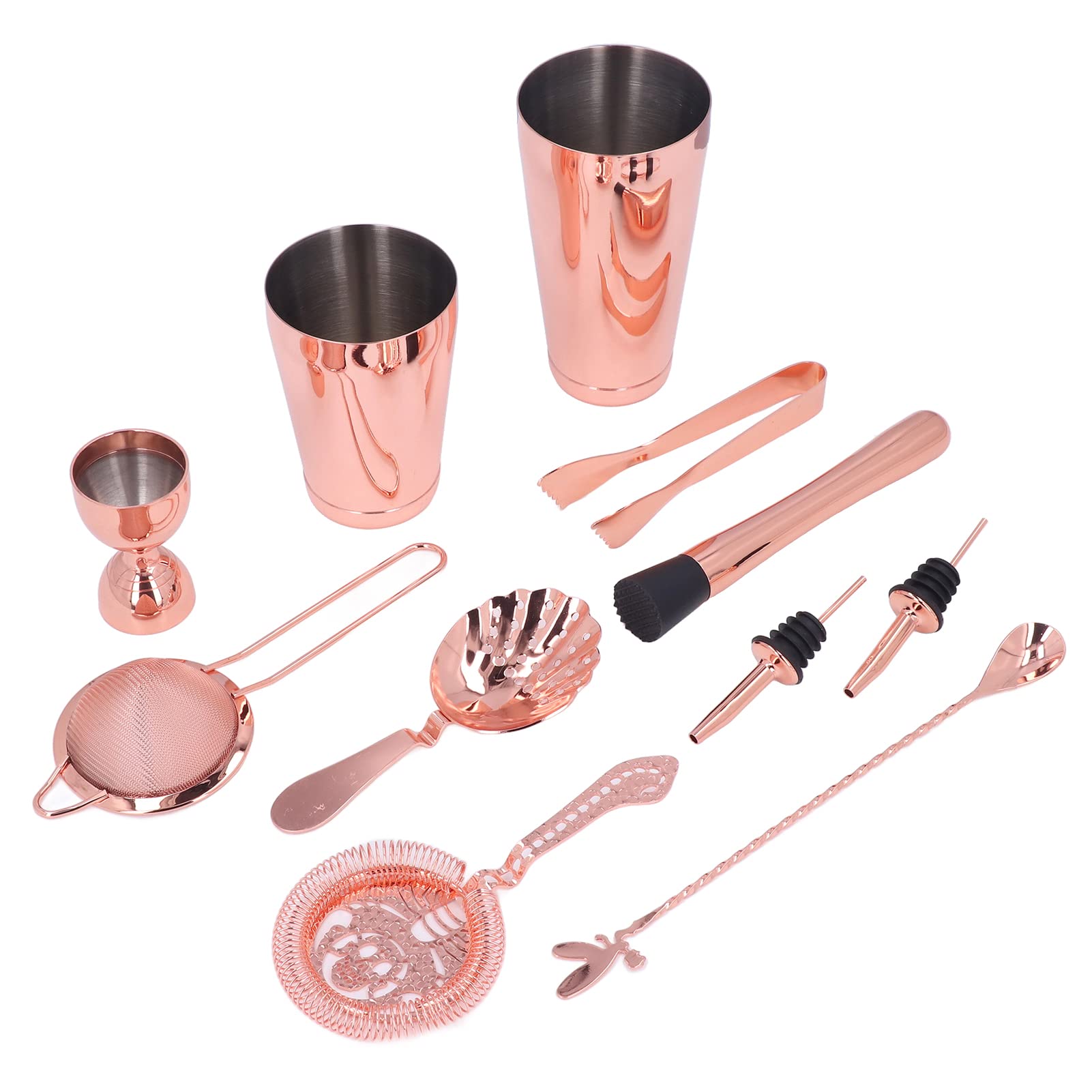 Conjunto de coctelera de cóctel de 11 piezas, kit de cóctel de acero inoxidable, conjunto de bar, mezclador de bebidas con accesorios esenciales, coctelera, Jigger, colador,